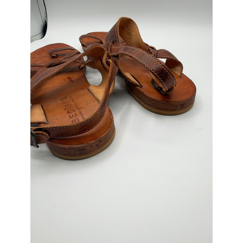 Bed Stu Women 11 Brown Manati II Leather Strappy Toe Loop Sandal Boho Artisan - Picture 5 of 7